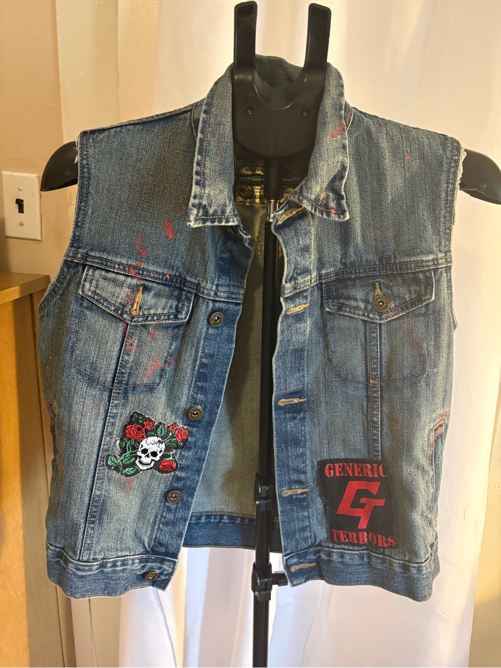 Distressed boho Blue Denim Vest  Mark and Spencer 11 and 12  year old size